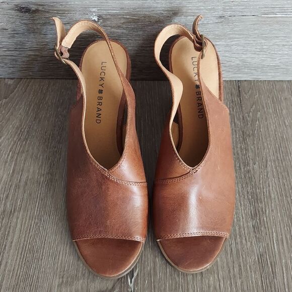 NEW LUCKY BRAND Ovrandie PeepToe Slingback Heels Size 8.5 - Picture 3 of 9